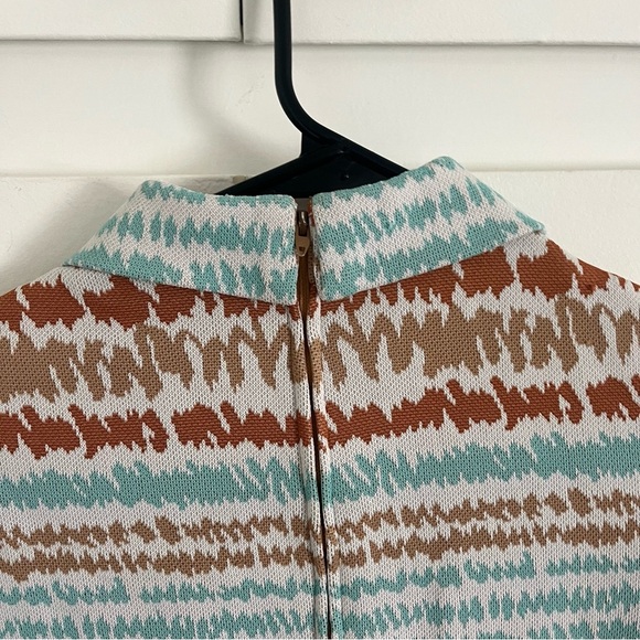 VINTAGE KIMBERLY 60s Zig Zag Stripe Mod Pointed Collar Short Sleeve Dress - Picture 7 of 11